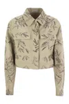 Brunello Cucinelli Outerwear In Cotton And Linen Canvas With Glistening Flora Embroidery