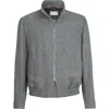 Brunello Cucinelli Stand Collar Hopsack Outerwear Jacket In Gray