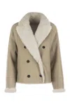 Brunello Cucinelli Reversible Fuzzy Shearling Outerwear With Jewellery