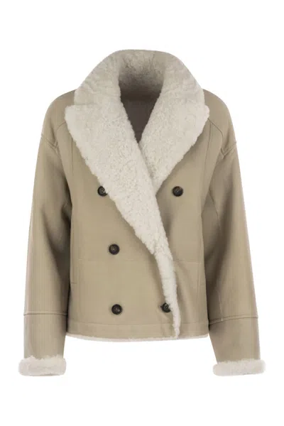 BRUNELLO CUCINELLI BRUNELLO CUCINELLI OUTERWEAR SHEARLING REVERSIBILE AVENA