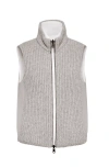 Brunello Cucinelli Ribbed-knit Padded Gilet In Light Grey