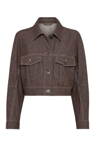Brunello Cucinelli Outerwear With Monili In Chocolate