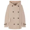 Brunello Cucinelli Double-breasted Jacket With Hood And Flap Pockets In Brown