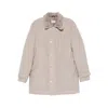 Brunello Cucinelli Trimmed-collar Single-breasted Coat In Neutral
