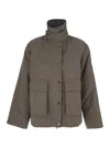 Brunello Cucinelli Women Beige Jacket With High Neck And Patch Pockets On The Chest In Tech Fabric W In Gray