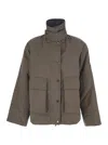Brunello Cucinelli Women Beige Jacket With High Neck And Patch Pockets On The Chest In Tech Fabric W In Gray