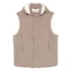 Brunello Cucinelli Sleeveless Down Jacket In Membraned Wool Flannel With Detachable Hood Clothing In Brown
