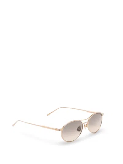 Brunello Cucinelli Oval Titanium Sunglasses In Neutral