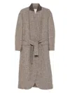 Brunello Cucinelli Belted Tweed Coat In Brown