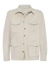 Brunello Cucinelli Suede Lamb Leather Jacket In Beige In Beige