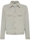 Brunello Cucinelli Structured Denim Jacket With Soft Finish In Green