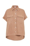 Brunello Cucinelli Overshirt With Monili In Rust Brown