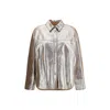 Brunello Cucinelli Leather Shirt Collared Metallic Finish