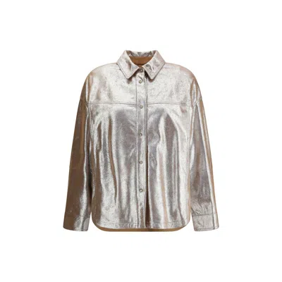 Brunello Cucinelli Women Oversize Leather Shirt In Multi