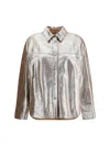 Brunello Cucinelli Oversize Leather Shirt In Metallic