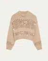 Brunello Cucinelli Oversized Cashmere Net Stitch Sweater In Orange
