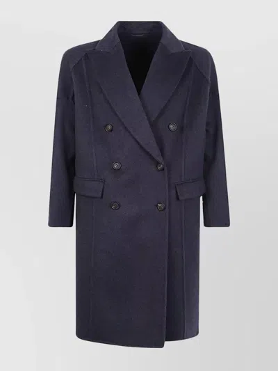 BRUNELLO CUCINELLI OVERSIZED DOUBLE-BREASTED COAT FLAP POCKETS
