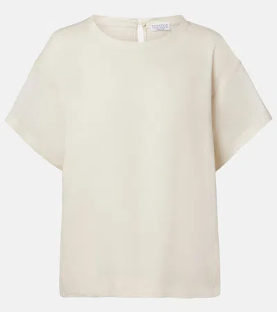 Brunello Cucinelli Oversized Linen T-shirt In Neutral