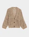 Brunello Cucinelli Oversized Shimmer Open Knit Cardigan In Multi