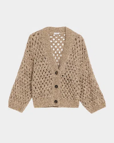 BRUNELLO CUCINELLI OVERSIZED SHIMMER OPEN KNIT CARDIGAN