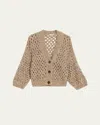 Brunello Cucinelli Oversized Shimmer Open Knit Cardigan In Neutral