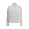Brunello Cucinelli White Shirt With Classic Collar And Front Pockets In Cotton Woman