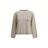 Brunello Cucinelli Silk And Wool Blended Sweater In Neutral
