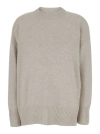 Brunello Cucinelli Oversized Sweater With Ribbed Trim In Cashmere Woman In Neutrals