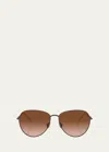 Brunello Cucinelli Oversized Titanium & Plastic Aviator Sunglasses In Bronze