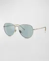 Brunello Cucinelli Oversized Titanium & Plastic Aviator Sunglasses In Gold