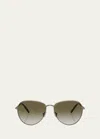 Brunello Cucinelli Oversized Titanium & Plastic Aviator Sunglasses In Gunmetal