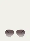 Brunello Cucinelli Oversized Titanium & Plastic Aviator Sunglasses In Silver