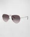 Brunello Cucinelli Oversized Titanium & Plastic Aviator Sunglasses In Silver