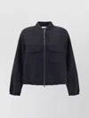 Brunello Cucinelli Oversized Virgin Wool Jacket With Ribbed Collar In Blue