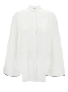 Brunello Cucinelli Oversized White Shirt With Contrasting Hem In Cotton Blend Woman In White