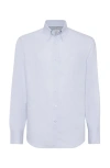 Brunello Cucinelli Striped Shirt In Azure