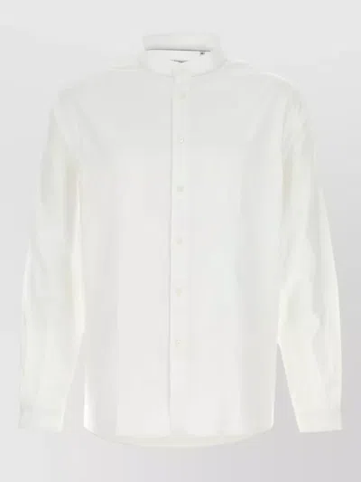 Brunello Cucinelli Oxford Shirt Long Sleeves Collarless Button Cuffs In White