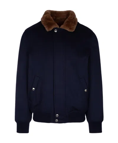 Brunello Cucinelli Padded Bomber Jacket In Blue