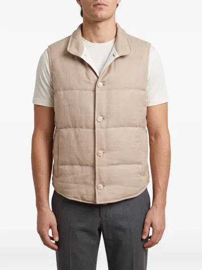 Brunello Cucinelli Padded Button-down Vest In Neutral