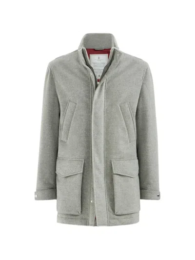 Brunello Cucinelli Padded Cashmere Parka In Gray