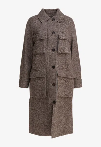 BRUNELLO CUCINELLI PADDED COAT IN WOOL AND SILK