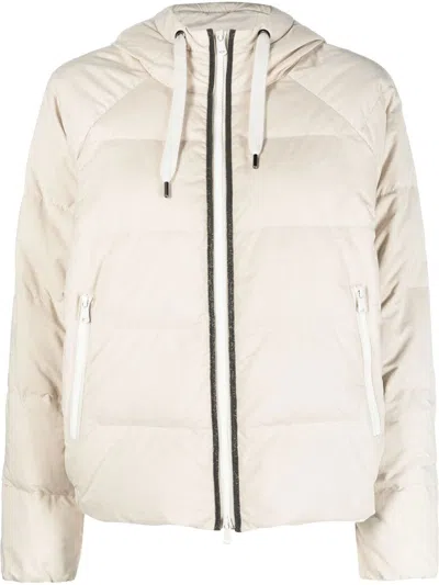 Brunello Cucinelli Padded Down Jacket In Nude & Neutrals