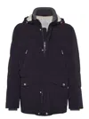 Brunello Cucinelli Hooded Down Jacket With Adjustable Back Slits In Black