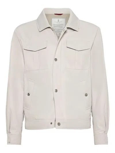 Brunello Cucinelli Padded Flap-pocket Jacket In Neutral