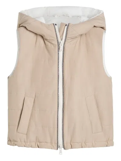 Brunello Cucinelli Kids' Padded Gilet In Neutral