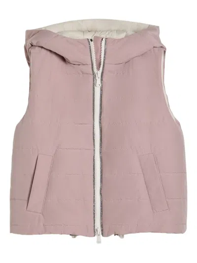 Brunello Cucinelli Kids' Padded Gilet In Pink