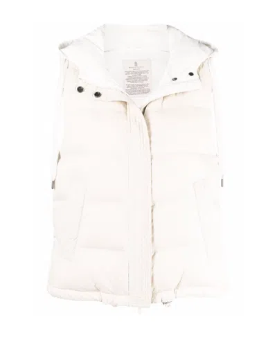 Brunello Cucinelli Quilted Sleeveless Hooded Vest Drawstring In C8098 Beige
