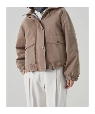 Brunello Cucinelli Padded Hooded Jacket In Brown
