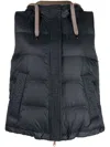 Brunello Cucinelli Padded Hooded Vest In Blue