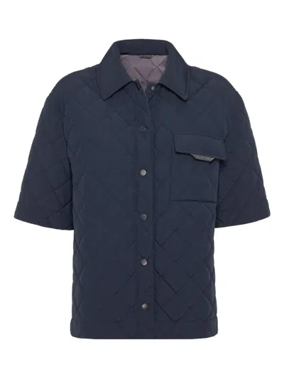 Brunello Cucinelli Outerwear With Monili In Blue